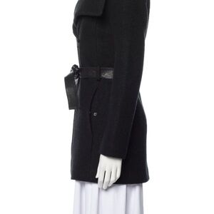 Black Slim Fit Trench Coat with Wool Texture